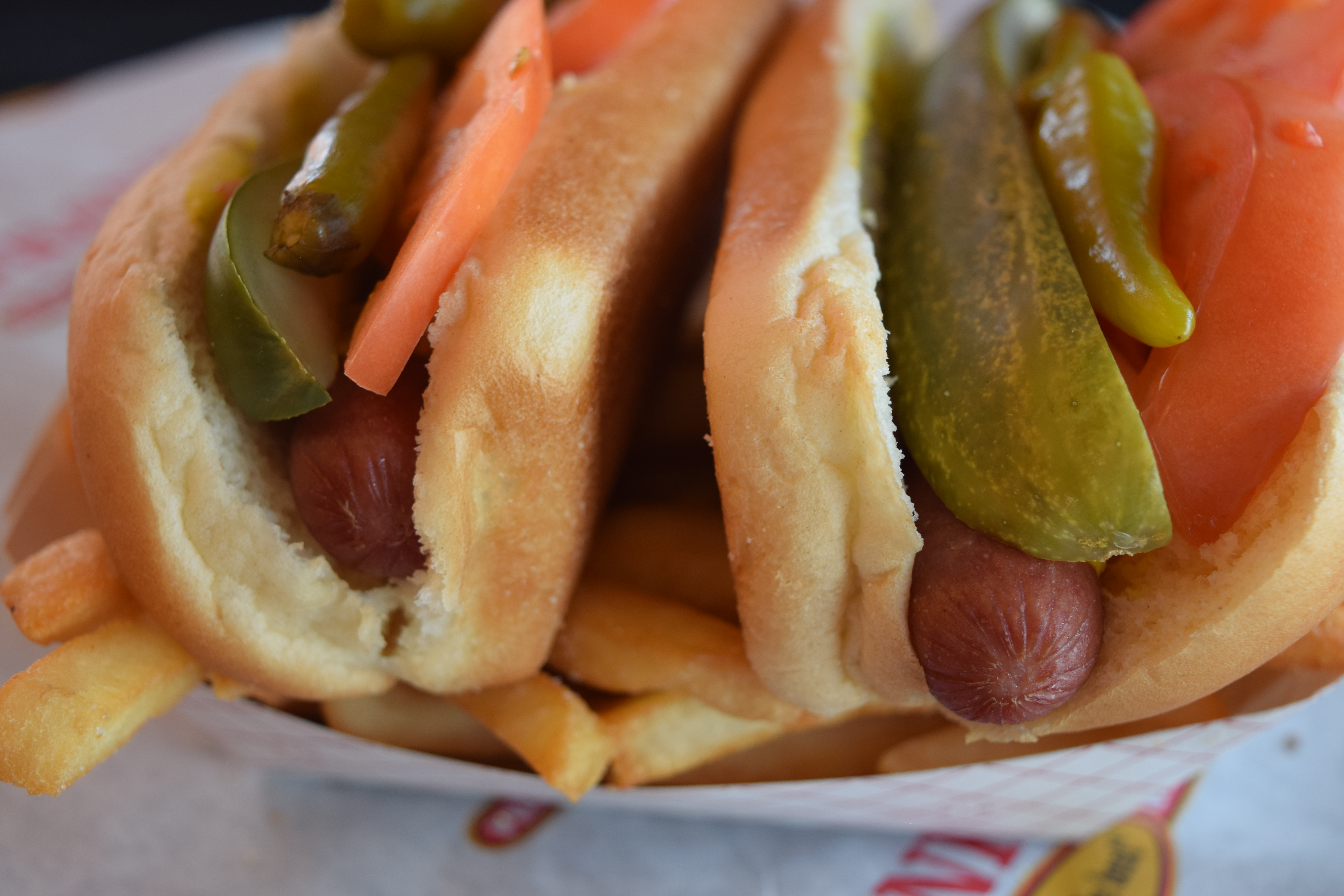 Franky's Red Hots hot dogs
